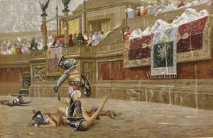 victorious gladiator in arena